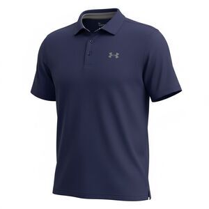 Under Armour HeatGear Polo Shirt Navy Blue Mens Large L Loose Fit